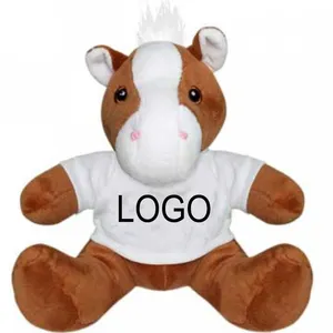 Brand Your OEM LOGO Cute custom stuffed animal soft plush horse toy with t shirts