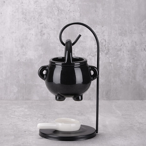 Brûleur d'huile suspendu noir en forme de chaudron, diffuseur d'arômes, chauffe-cire, porte-bougie chauffe-plat, décoration d'intérieur pour sorcières et magie païenne - Product Image 5