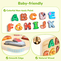 Rompecabezas de Madera Montessori con Letras del Alfabeto y Animales, Juguete Educativo de Aprendizaje del Abecedario de la A a la Z con Piezas de Formas de Animales para Niños Pequeños y Preescolares