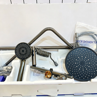 Ensemble de douche noir en laiton massif avec pommeau de pluie, douchette à main et douchette bidet pour salle de bain domestique