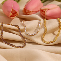   Bracelet chaîne élégant en cuivre plaqué or 14 carats avec zircone, style minimaliste