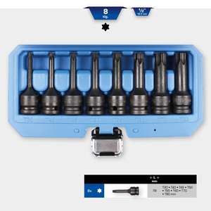 BRILLIANT TOOLS - BT022600 1/2'' <b>Torx</b> impact bit <b>socket</b> <b>set</b> T30 - T80 (8 pcs.) IMPACT <b>SOCKETS</b> AND ACCESSORIES - Product Image 2