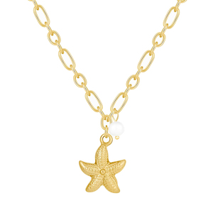 Gemnel 925 Silver Mildred Starfish Collar sin deslustre e impermeable Starfish & Natural Pearl Charm Colgante Collar - Product Image 1