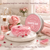 Shampooing solide floral à l'extrait de rose naturel, nourrissant le cuir chevelu, renforce les cheveux, sans sulfate, sans parabène, étiquette OEM, 60g