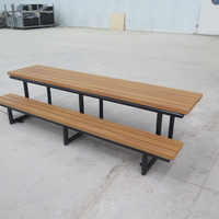 Banc de parc moderne en bois et métal, personnalisé en usine, pour intérieur/extérieur, idéal pour centre commercial, salle de bain, confortable pour la détente, table de pique-nique