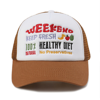 Casquette de baseball trucker brodée colorée, avec patch slogan 'Weekend' et dos en maille, motif 'Healthy Diet' et lettres amusantes, protection solaire, logo personnalisé