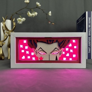 156 conceptions Genshin Impact papier découpé au Laser Anime cadre en bois pour décor de chambre Animation Lightbox Table Led veilleuse lampe - Product Image 5