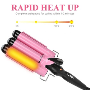 Haarstyling-Werkzeuge Turmalin Keramik Glasur Crimper Haar Eisen Triple Barrel Waver Haar Locken wickler Drei Barrel Lockens tab
