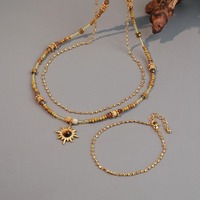 Véritable plaqué or bricolage à la main ambre perles de pierre naturelle pendentif en laiton collier de soleil femmes