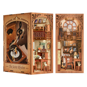 CuteBee Secret Melody DIY Wooden <b>Book</b> Stand Home Miniature House Toy With Touch <b>Switch</b> And Dust Cover For Teens - Product Image 1