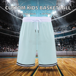 Shorts de basketball unisexes Healy pour adultes, respirants, en maille, bleu clair, avec cordon de serrage à la taille, vêtements de sport d'été, 100% polyester - Product Image 2