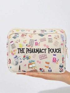 Pochette de pharmacie originale en toile, sac de rangement pour médicaments de voyage, pochette mignonne pour pilules, vitamines, articles de toilette et maquillage avec fermeture éclair - Product Image 2