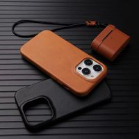 Étui de luxe en cuir véritable et en cuir PU pour téléphone portable de protection complète pour iPhone 14