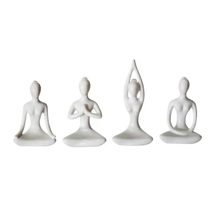 8 Styles Meditation Yoga Pose Statue Figurine Ceramic Yoga Figure Decor  Ornament Home Studio Decor