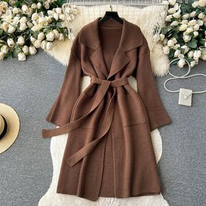 Nuovo Cappotto Lungo da Donna in Maglia Traspirante e Impermeabile per Autunno/Inverno, Taglia Grande, in Poliestere, Casual e Comodo - Product Image 2