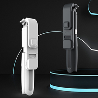 L02s Perche à selfie télescopique pliable sans fil en acier inoxydable de 1024 mm avec lumière d'appoint LED et fonction trépied pour appareil photo, rotation à 360 degrés