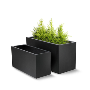 Grand pot de fleurs en métal pour l'extérieur, revêtement noir, en acier corten glacé, pour jardin et maison, finition élégante - Product Image 1