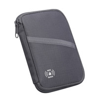 Portefeuille de voyage multifonction en cuir anti-RFID, boîte de rangement pour passeport 16x11cm noir/gris, organiseur de cartes pour documents de voyage et cartes d'identité