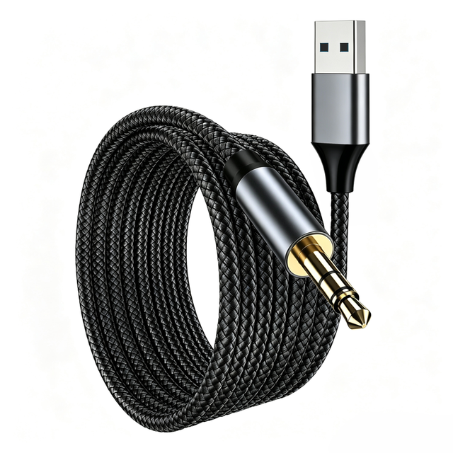 USB to 3.5mm 1m 2m TRS Stereo Audio Cable for Desktop and Laptop Computer Copper Nylon Braided Headphone Audio Adapter Cable