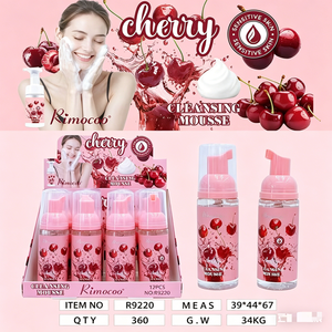 Rimocoo <span class=keywords><strong>Mousse</strong></span> Detergente all'Essenza di Frutta e Riso, Ciliegia e Fragola, Detergente Schiumogeno per il Viso per Pelli Sensibili - Product Image 1