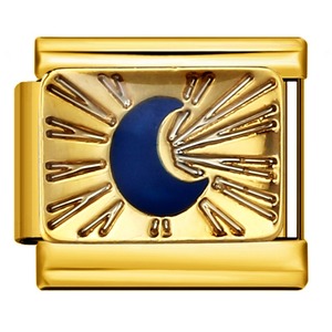 Bracciale Modulare in Acciaio Inossidabile Serie Blu Misteriosa con Motivo Saldato, Charm Italiano, Stelle, Luna, Sole, Cielo Stellato, Universo - Product Image 2