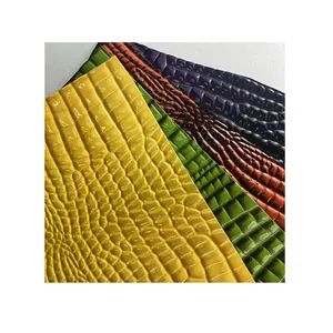 Crocodile skin pvc leather for making bags Shining synthetic embossed