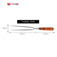 Fourchette à Jambon Rôti de Dinde en Acier Inoxydable de 8 Pouces Couteau à Fourchette en Bois Moderne pour BBQ Camping Professionnel PKKAA Couteau à Fourchette en Bois pour BBQ