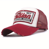 Gorra Trucker Retro con Bordado de 'The Indian', Gorra de Béisbol de Malla Transpirable con Efecto Desgastado