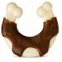 Jouet à mâcher pour chien, os en cuir de bœuf et nylon en forme de fer à cheval pour chiens de petite et moyenne taille, jouet à mâcher durable pour nettoyer les dents des chiens