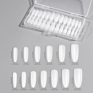 Kit de Manucure Professionnel en Gros : 260 Faux Ongles en PMMA à Couverture Complète, Formes Amande Courte et Cercueil, à Presser, pour Salon de Manucure - Product Image 1