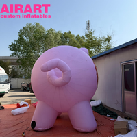 Décoration d'activités, cochon gonflable rose de dessin animé avec logo à des fins publicitaires