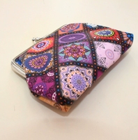 Dompet Mini Wanita Retro Bahan Kanvas Katun, Tas Penyimpanan Kartu Kecil Etnik dengan Gesper, Dompet Koin dengan Kancing