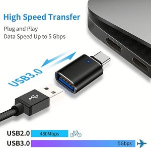 Aluminum <b>USB</b> <b>C</b> to a Converter With Led Light for <b>Type</b> <b>C</b> Device <b>USB</b> <b>C</b> to <b>USB</b> 3.0 OTG Adapter - Product Image 3