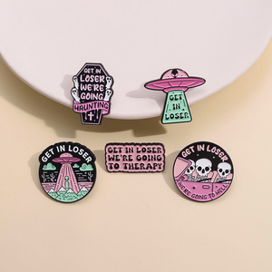 Brand New Geometric Shape Purple Alien Souvenir Brooch Enamel Lapel Pin Badge for Holiday Decoration