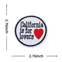 Patch brodé personnalisé en gros « California Is for Lovers », fait main, de qualité supérieure, avec texte en anglais, pour vêtements
