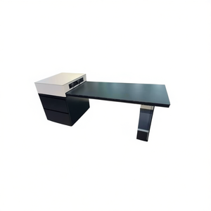 Modern <b>Kitchen</b> Island <b>Table</b> Black <b>High</b>-density Board Rock Plate 2 Drawers Easy To Clean L230cm W80cm H90cm - Product Image 1