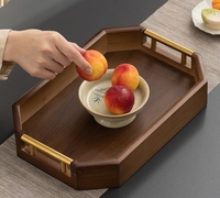 Plateau de service rectangulaire en bambou écologique pour la maison, la cuisine, le thé, les fruits, présentoir empilable pour apéritifs et décoration
