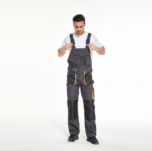 Salopette de travail renforcée pour les genoux, vêtements de travail robustes gris avec plusieurs poches pour la construction - Product Image 2