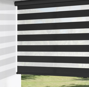 Waterproof Built-In Horizontal Plain Modern Fabric Clear Roll up <strong>Small</strong> French <strong>Window</strong> Zebra Shades Blackout <strong>Blinds</strong> - Product Image 1