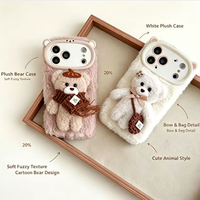 Coque arrière en peluche d'hiver, douce et moelleuse, pour iPhone 11 12 13 14 15 16 17 18 Pro Max Plus