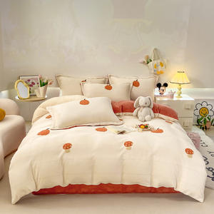 Textiles <span class=keywords><strong>de</strong></span> maison ensemble <span class=keywords><strong>de</strong></span> literie housse <span class=keywords><strong>de</strong></span> <span class=keywords><strong>couette</strong></span> épaissir flanelle housse <span class=keywords><strong>de</strong></span> <span class=keywords><strong>couette</strong></span> hiver chaud neige polaire feuille taies d'oreiller Twin Queen King Size - Product Image 6