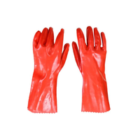 Gants en PVC rouge personnalisés de qualité industrielle Gants de travail manuel longs et résistants aux produits chimiques en PVC à l'huile antidérapants