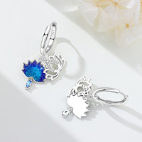 Boucles d'oreilles pendantes en cristal bleu Lotus, plaquées argent, incrustées de Zircon, bijoux à la mode pour femmes, cadeau