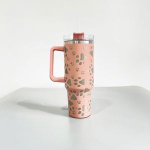 Gobelet isotherme en acier inoxydable à double paroi, imprimé patte de chat, 40 oz (1200 ml), pour café, vente en gros - Product Image 3