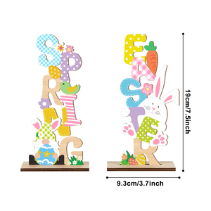 DAMAI Easter Decor Nordic INS Style Home Ornament Letter Cartoon Rabbit Wooden Craft Wood Ornament with Bunny and Letter Design - Product Image 5