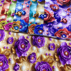 Rouleau de tissu en viscose imprimé floral 5D, Challis en rayonne pour robes, vente en gros - Product Image 5