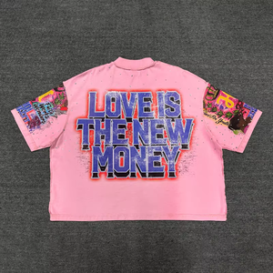 DIHUI T-shirt da uomo di lusso in cotone pesante con stampa DTG, taglio e cuciture Y2K, stampa all-over con strass a diamante, vestibilità ampia - Product Image 2