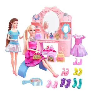 Vendita a buon mercato vestiti per bambole Set di vestiti di moda festa di bellezza per bambole vestito per ragazza, gioco da bagno per bambole
