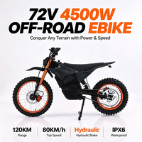 Moto électrique tout-terrain Y-1 17 pouces, stock entrepôt UE/US, 72V 4500W 22.5AH, 80KM/H, autonomie 120KM, pour adulte