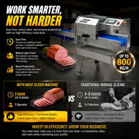 Machine à trancher automatique en acier inoxydable pour charcuterie, épaisseur réglable pour trancher le jambon, le bacon, le porc rôti, le bœuf